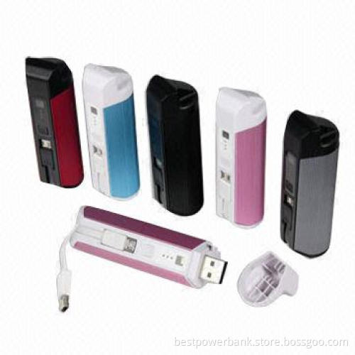 Lipstick-shaped Multi-functional 2,200mAh Power Banks with Card Read and Flashlight Functions